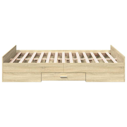 Bed Frame with Drawers without Mattress Sonoma Oak 135x190 cm