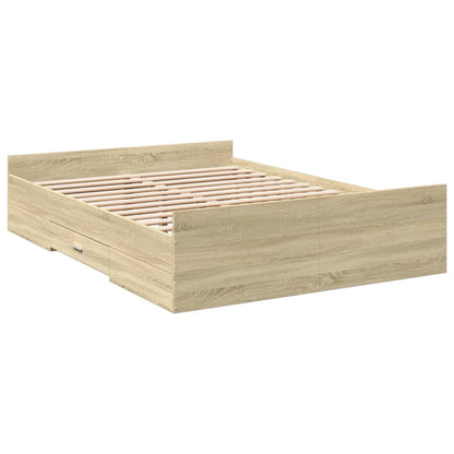 Bed Frame with Drawers without Mattress Sonoma Oak 135x190 cm