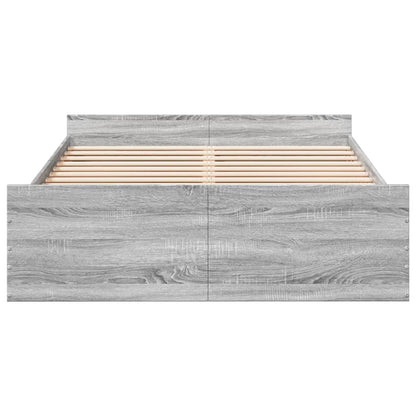 Bed Frame with Drawers without Mattress Grey Sonoma 135x190 cm Double