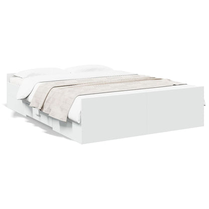 Bed Frame with Drawers without Mattress White 120x190 cm Small Double