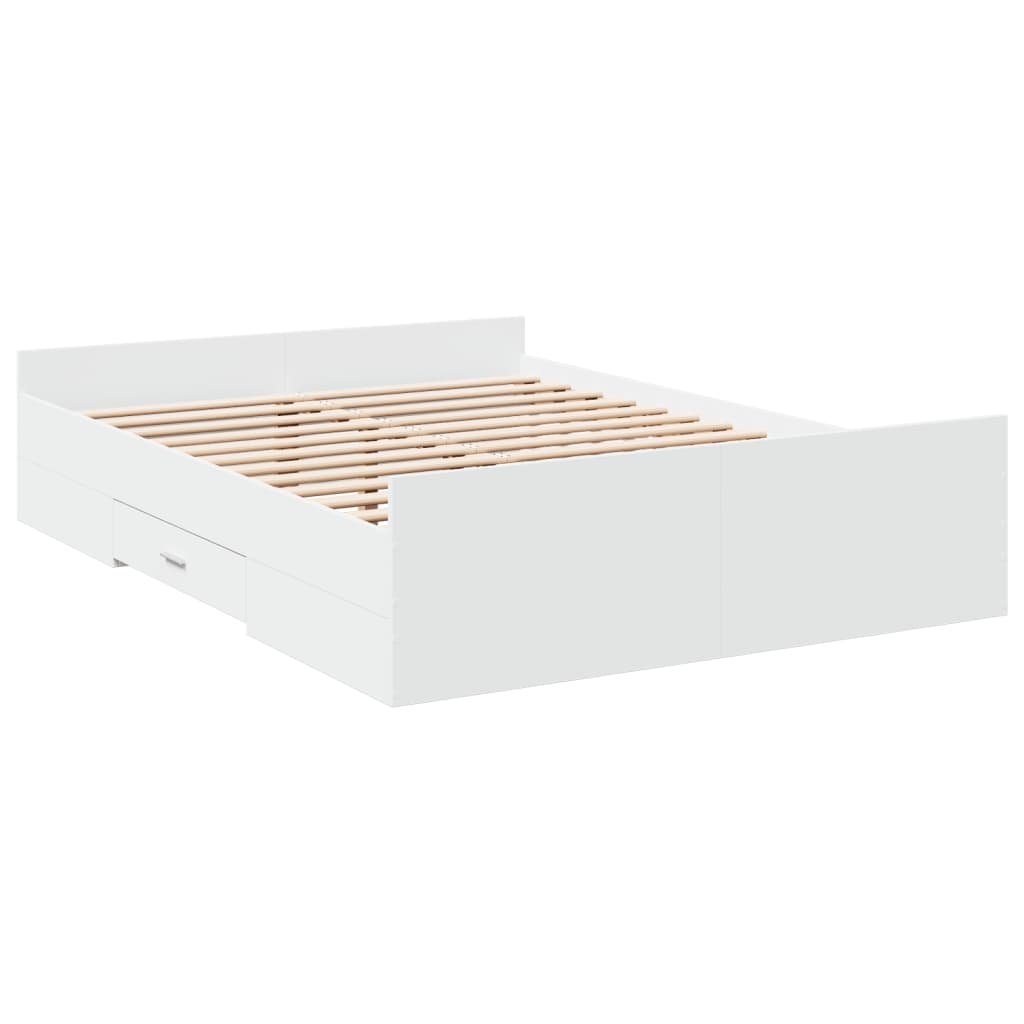 Bed Frame with Drawers without Mattress White 120x190 cm Small Double