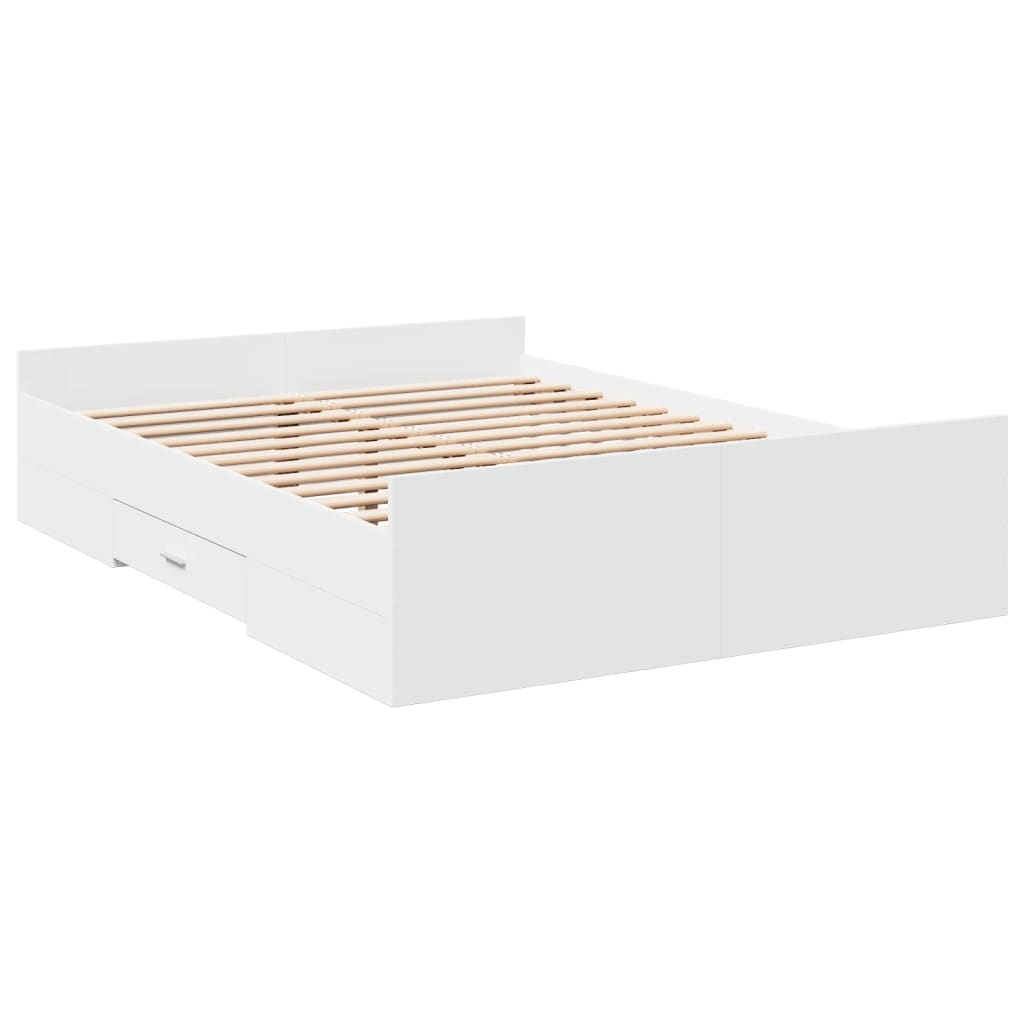 Bed Frame with Drawers without Mattress White 120x190 cm Small Double