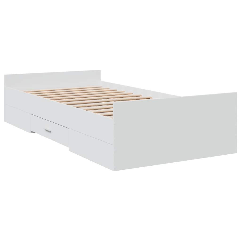 Bed Frame with Drawers without Mattress White 100x200 cm