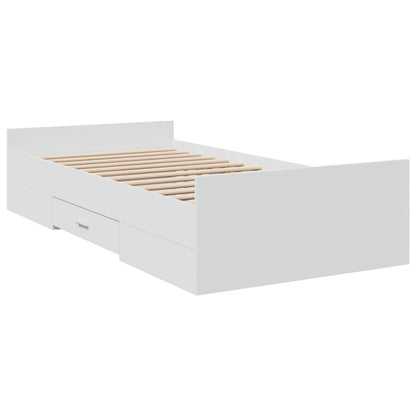 Bed Frame with Drawers without Mattress White 100x200 cm