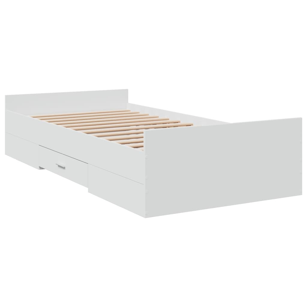 Bed Frame with Drawers without Mattress White 100x200 cm