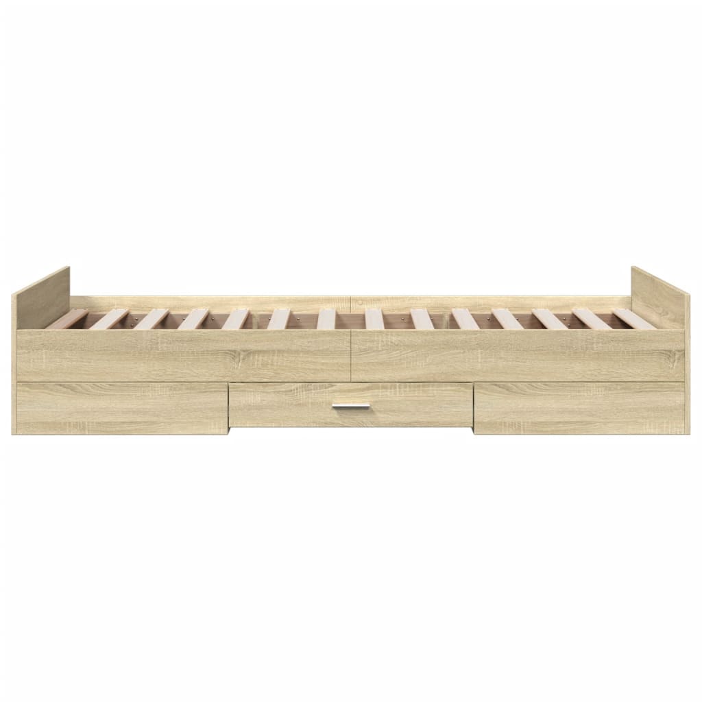 Bed Frame with Drawers without Mattress Sonoma Oak 90x200 cm