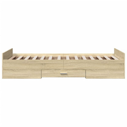 Bed Frame with Drawers without Mattress Sonoma Oak 90x200 cm