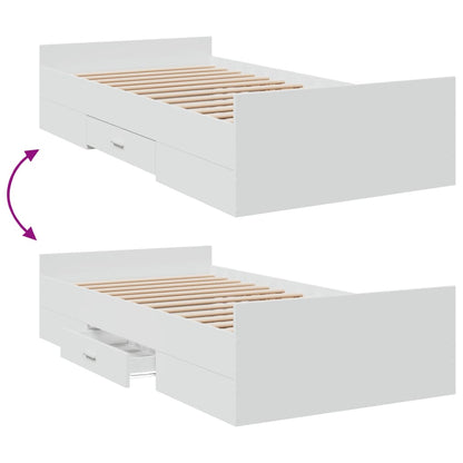 Bed Frame with Drawers without Mattress White 90x190 cm