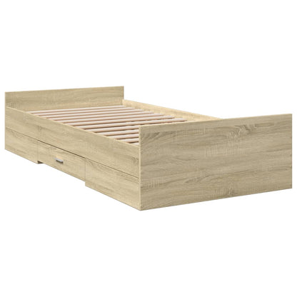 Bed Frame with Drawers without Mattress Sonoma Oak 90x190 cm Single