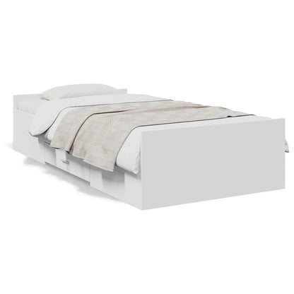 Bed Frame with Drawers without Mattress White 75x190 cm Small Single