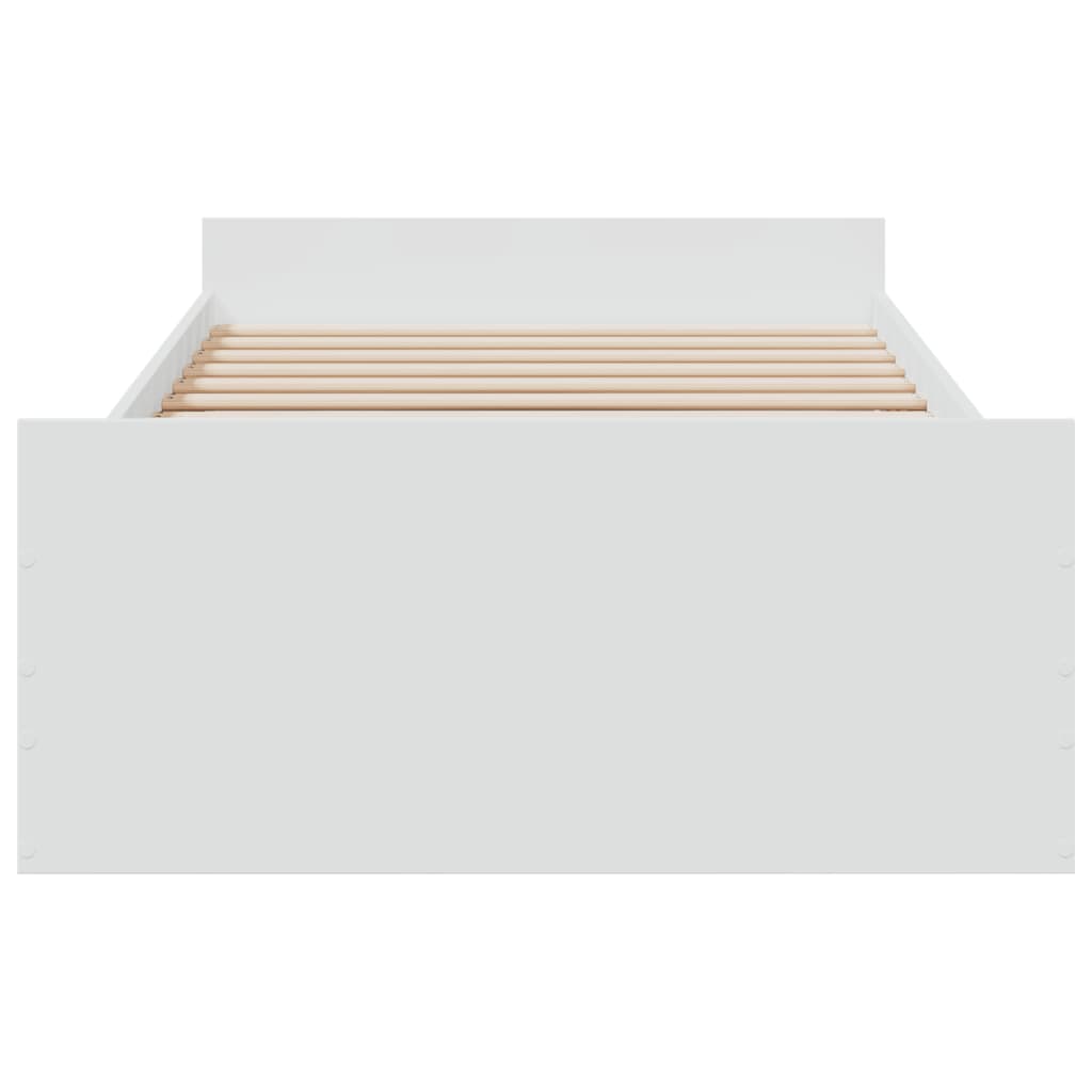 Bed Frame with Drawers without Mattress White 75x190 cm Small Single