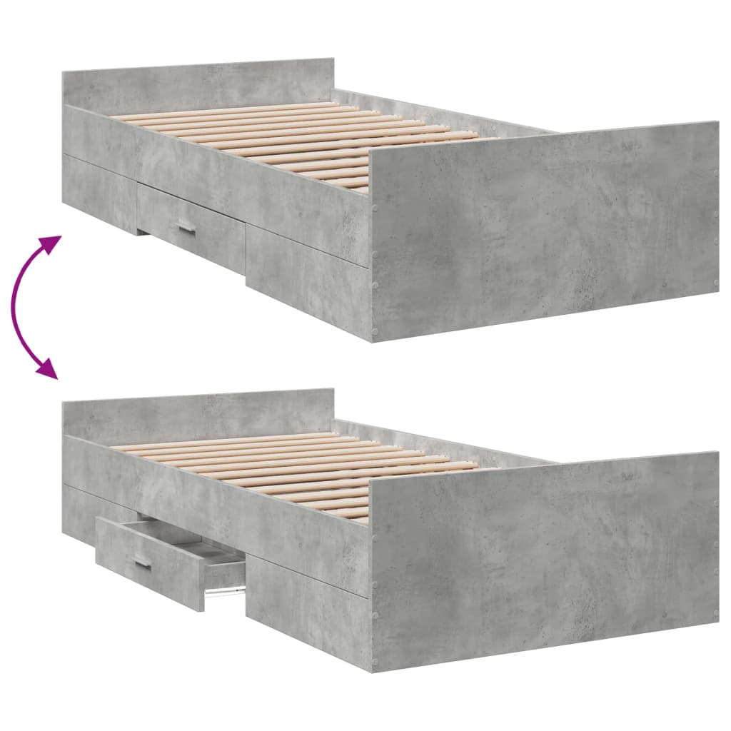 Bed Frame | Concrete grey | Engineered wood | Small Single | Bed Frame