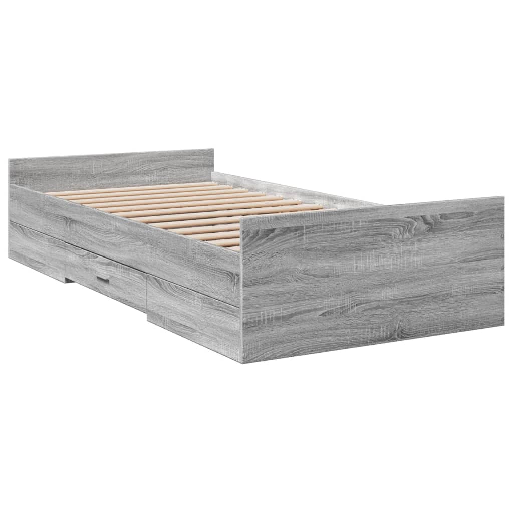 Bed Frame | Grey Sonoma | Engineered Wood | 75 x 190 cm Small Single