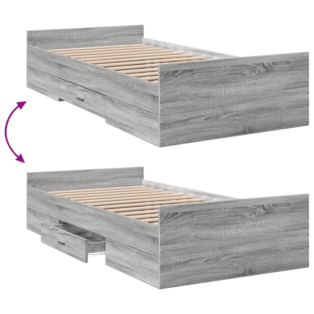 Bed Frame | Grey Sonoma | Engineered Wood | 75 x 190 cm Small Single