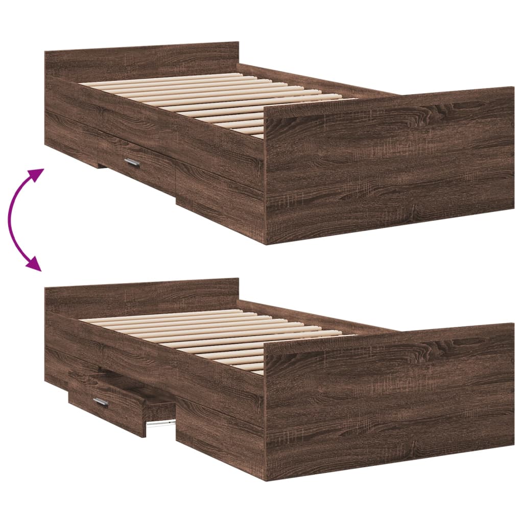 Bed Frame | Brown oak | Engineered wood | Small Single | Bed Frame