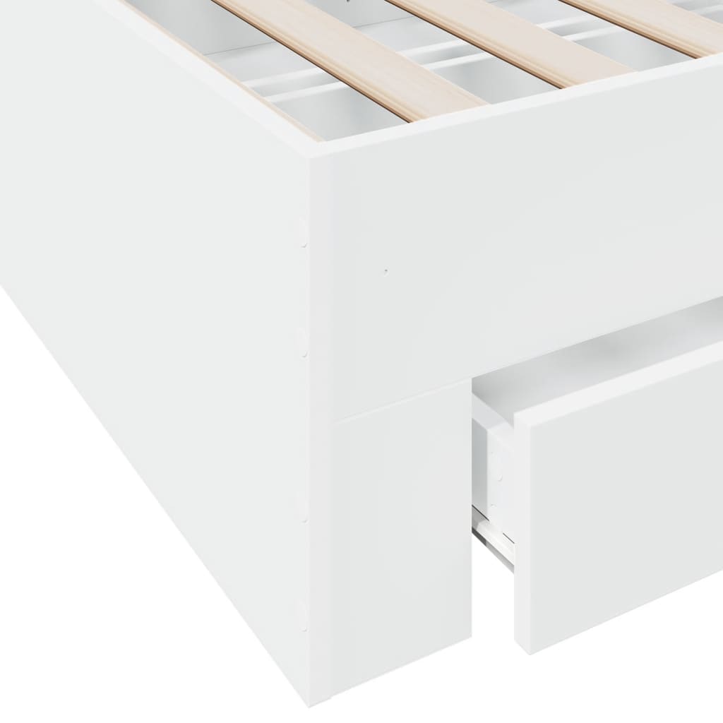 Bed Frame with Drawers without Mattress White 200x200 cm