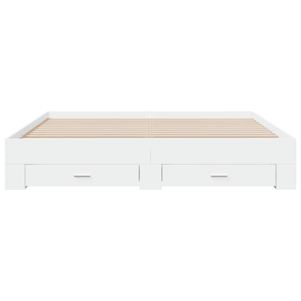 Bed Frame with Drawers without Mattress White 180x200 cm Super King