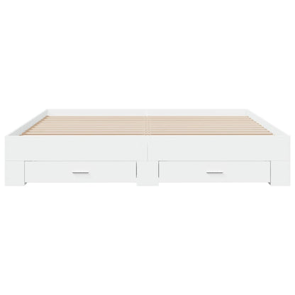 Bed Frame with Drawers without Mattress White 180x200 cm Super King