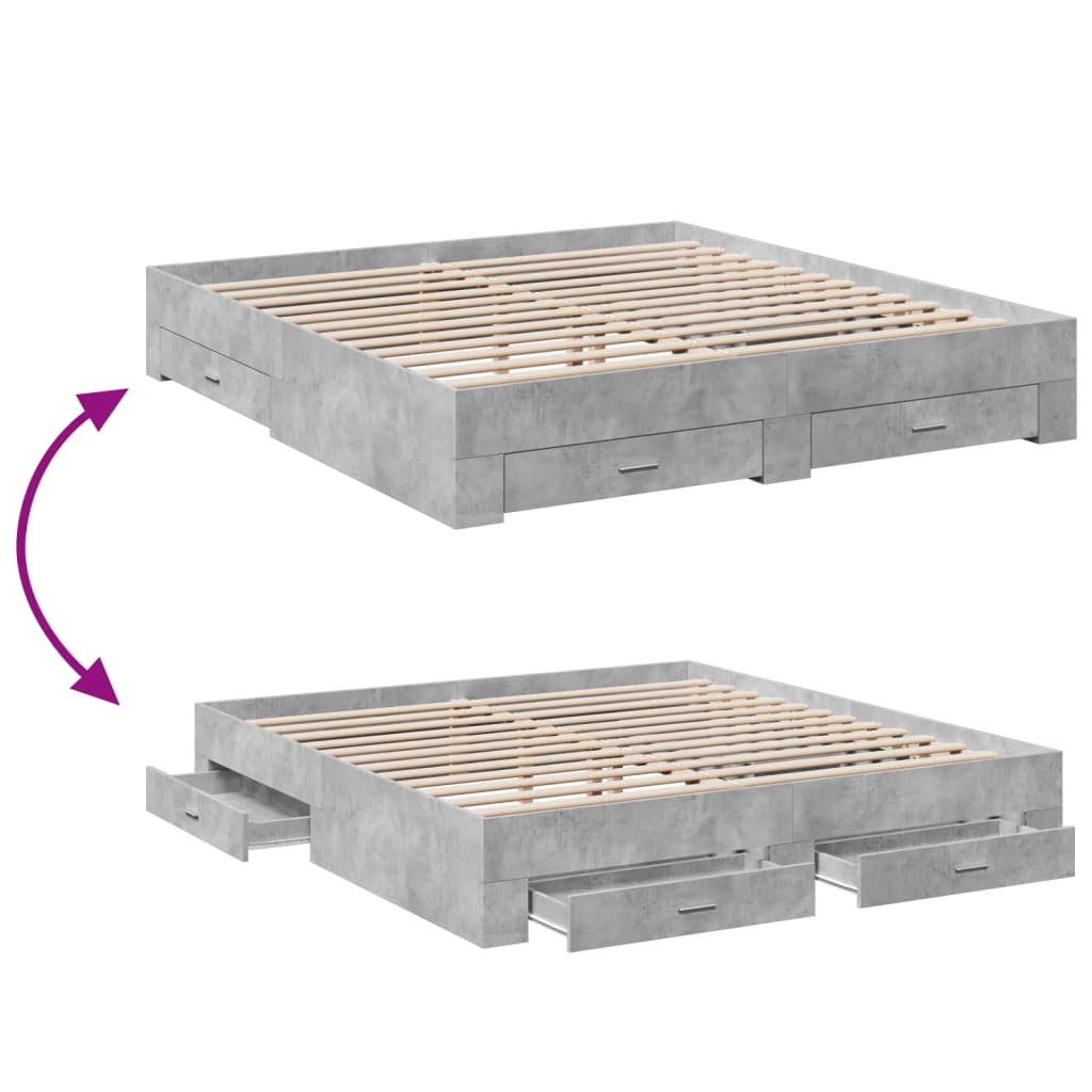 Bed Frame | Concrete Grey | Engineered wood, Plywood | Super King