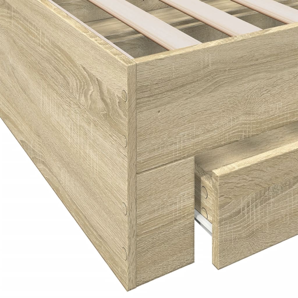 Bed Frame with Drawers without Mattress Sonoma Oak 160x200 cm