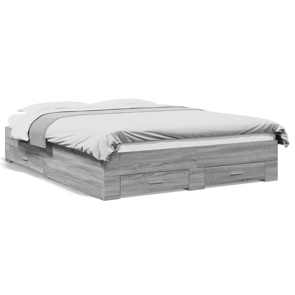 Bed Frame | Grey Sonoma | Engineered wood, Plywood | Double | Bed Frame