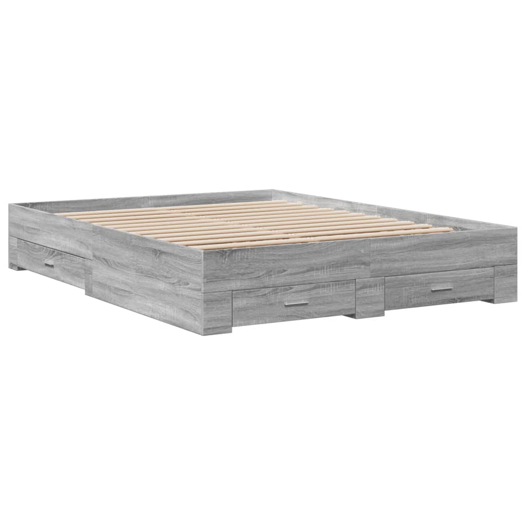 Bed Frame | Grey Sonoma | Engineered wood, Plywood | Double | Bed Frame