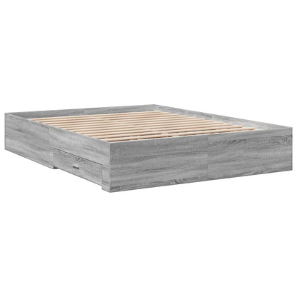 Bed Frame | Grey Sonoma | Engineered wood, Plywood | Double | Bed Frame