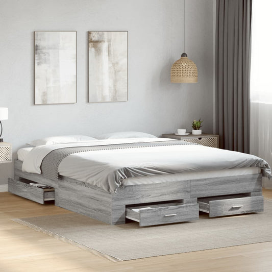 Bed Frame | Grey Sonoma | Engineered wood, Plywood | Double | Bed Frame