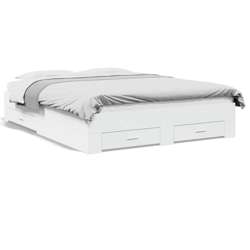 Bed Frame | White | Engineered wood and plywood | King Size | Bed Frame