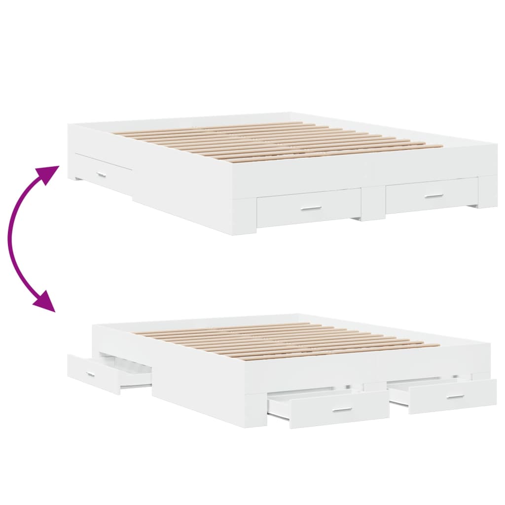 Bed Frame | White | Engineered wood and plywood | King Size | Bed Frame