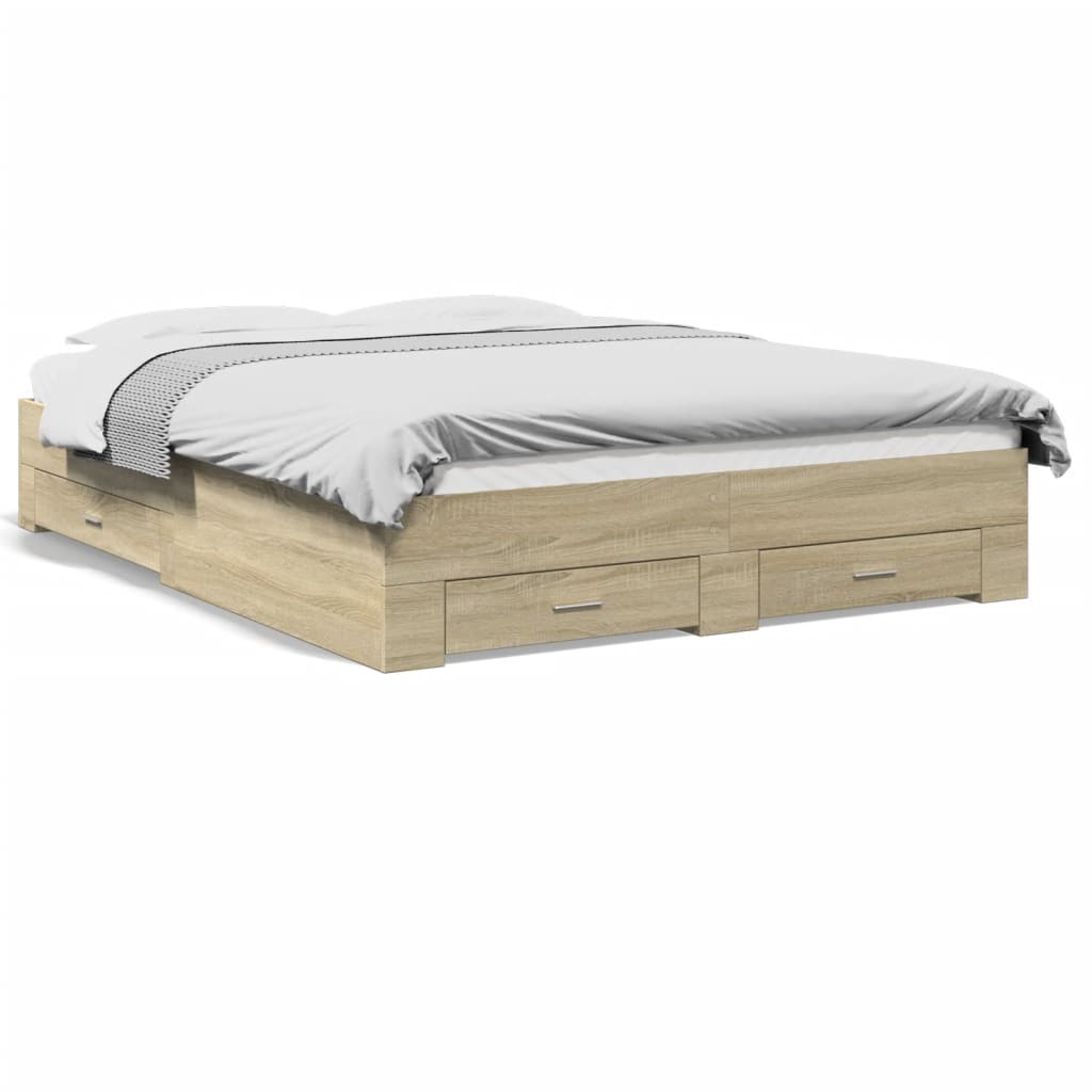 Bed Frame | Sonoma oak | Engineered wood | King Size | Bed Frame