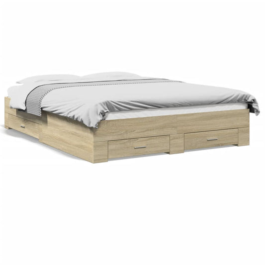 Bed Frame | Sonoma oak | Engineered wood | King Size | Bed Frame
