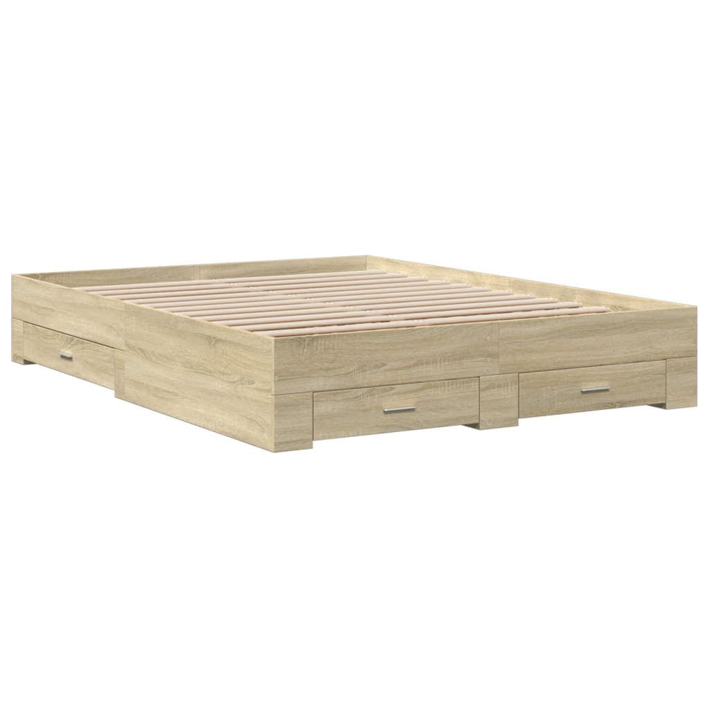 Bed Frame | Sonoma oak | Engineered wood | King Size | Bed Frame