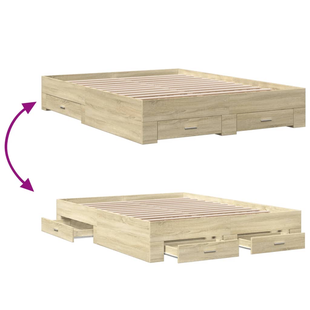 Bed Frame | Sonoma oak | Engineered wood | King Size | Bed Frame