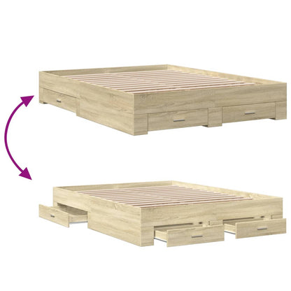 Bed Frame | Sonoma oak | Engineered wood | King Size | Bed Frame