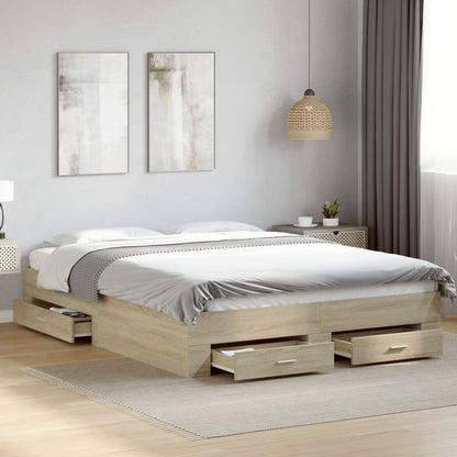 Bed Frame | Sonoma oak | Engineered wood | King Size | Bed Frame