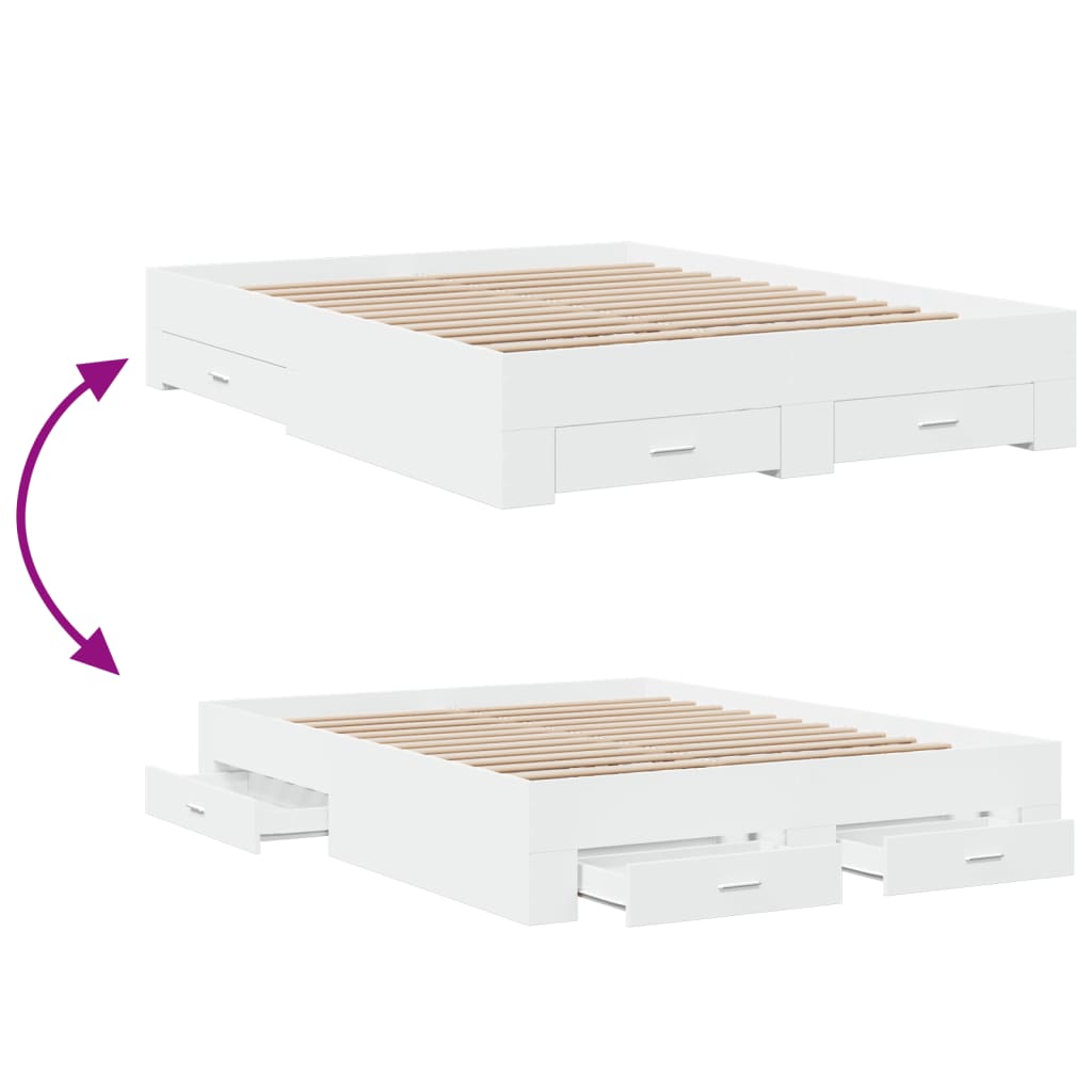 Bed Frame | White | Engineered wood, Plywood | Double | Bed Frame