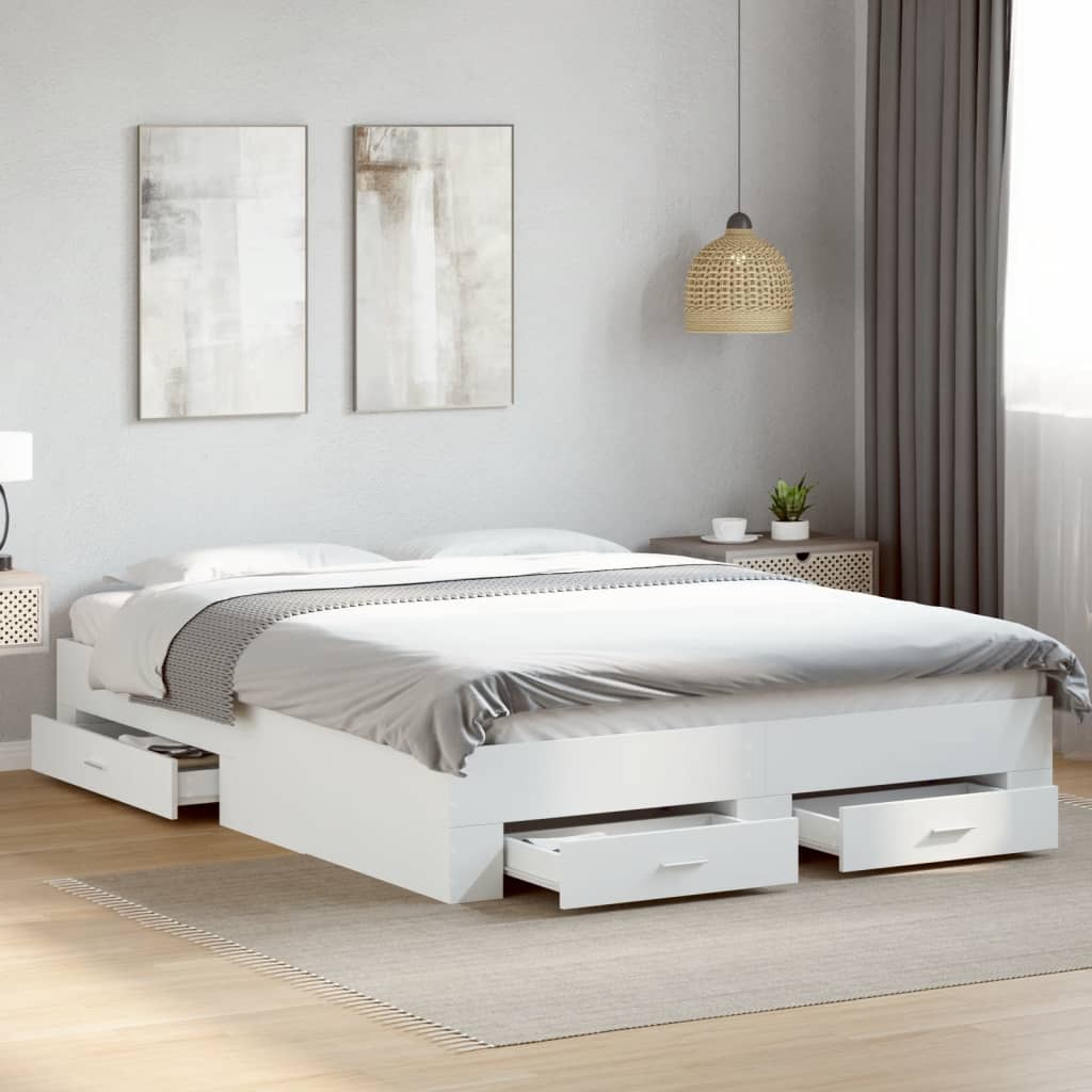 Bed Frame | White | Engineered wood, Plywood | Double | Bed Frame