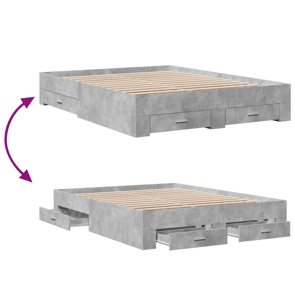 Bed Frame | Concrete Grey | Engineered wood | Double | Bed Frame