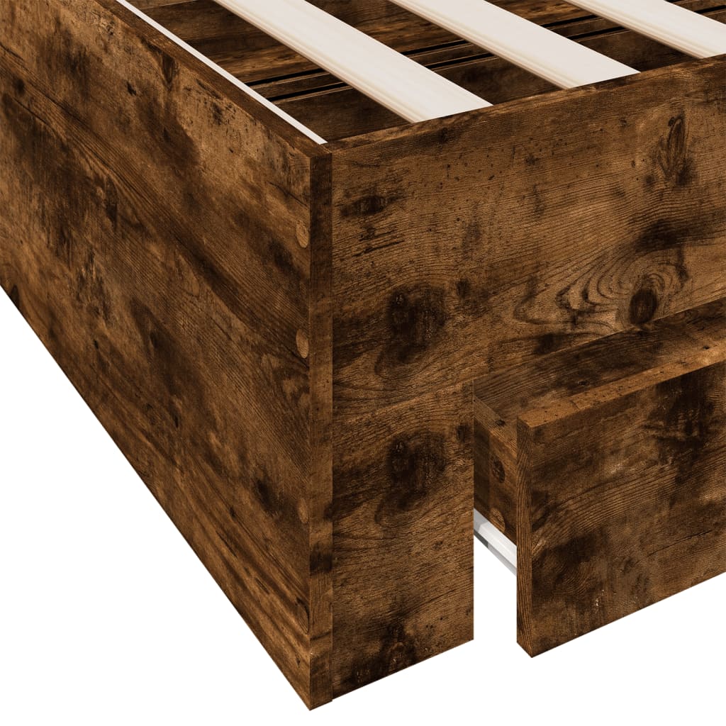 Bed Frame | Smoked oak | Engineered wood, Plywood | Double | Bed Frame