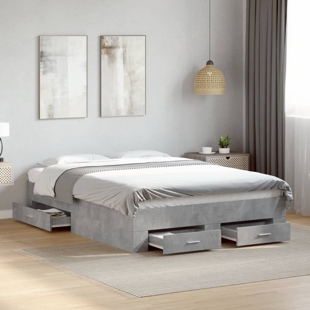 Bed Frame | Concrete Grey | Engineered Wood, Plywood | Double | Bed Frame