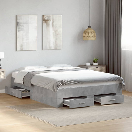 Bed Frame | Concrete Grey | Engineered Wood, Plywood | Double | Bed Frame