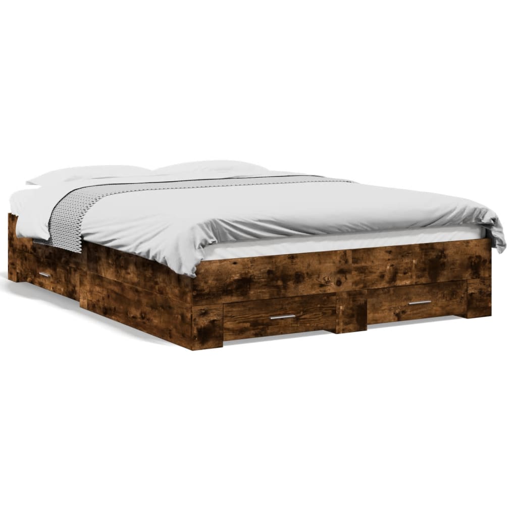 Bed Frame | Smoked Oak | Engineered Wood | Double Bed | Bed Frame