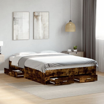Bed Frame | Smoked Oak | Engineered Wood | Double Bed | Bed Frame