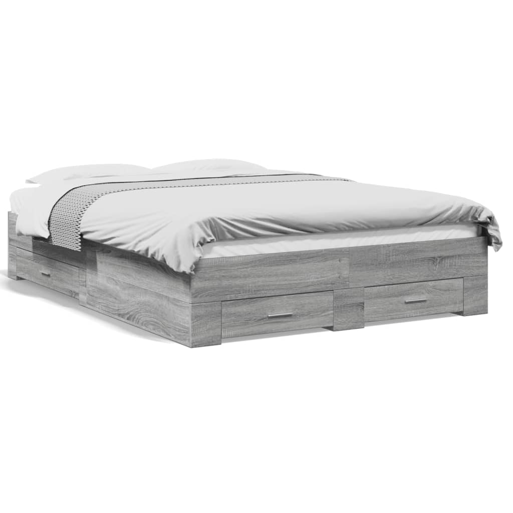 Bed Frame | Grey Sonoma | Engineered wood, Plywood | Double | Bed Frame