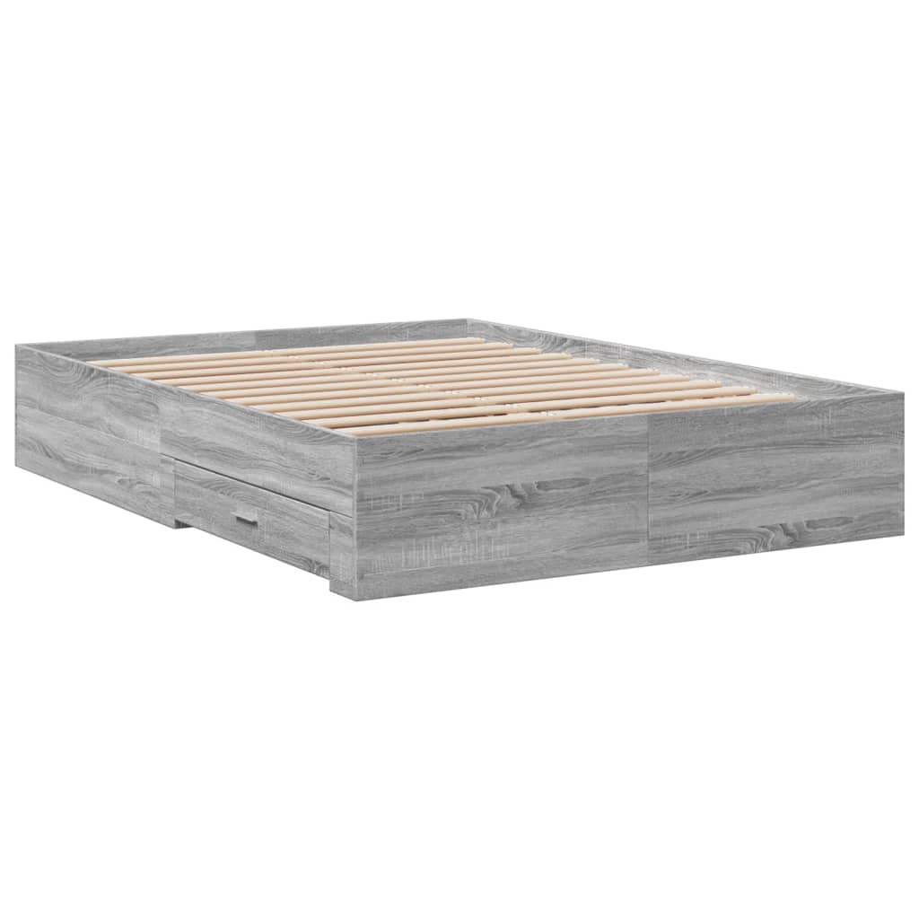 Bed Frame | Grey Sonoma | Engineered wood, Plywood | Double | Bed Frame