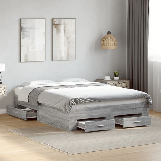 Bed Frame | Grey Sonoma | Engineered wood, Plywood | Double | Bed Frame