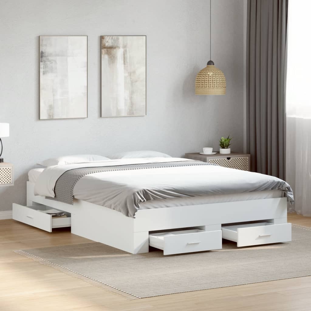 Bed Frame | White | Engineered wood, Plywood | Double | Bed Frame