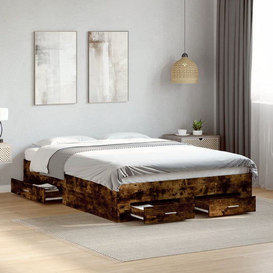 Bed Frame | Smoked Oak | Engineered Wood | Double | Bed Frame