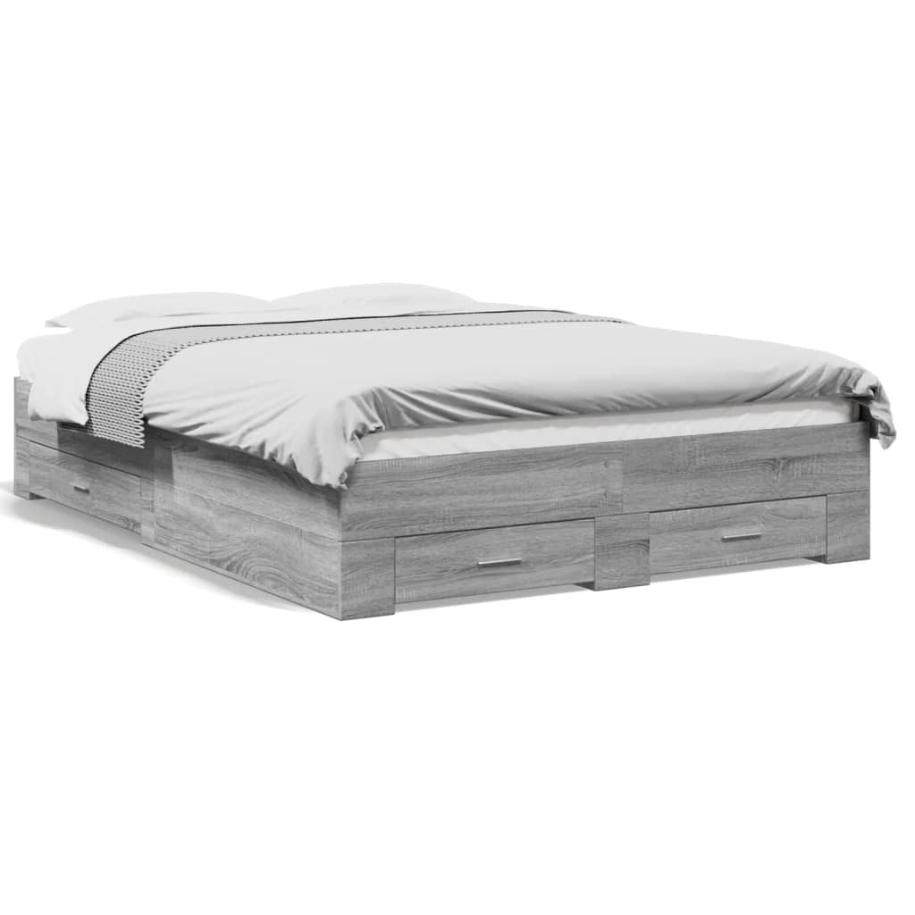 Bed Frame | Grey Sonoma | Engineered wood | 140 x 190 cm | Bed Frame